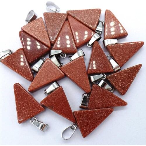 50Pcs 20x15x6mm Wholesale Brown Sand Stone Triangle Pendant Bead DIY Earrings Jewelry Accessories S600