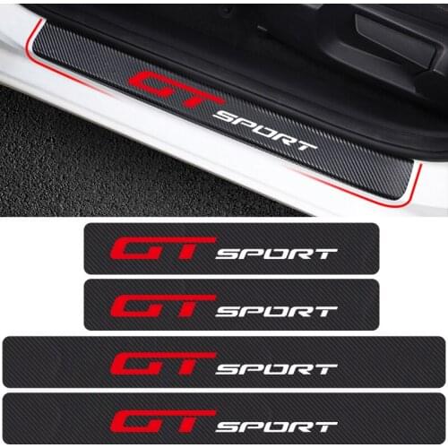 Car-styling 4Pcs GT sports Emblem Carbon fiber Car Door Sill Scuff protection Stickers For BMW AUDI Nissan Ford GT Accessories