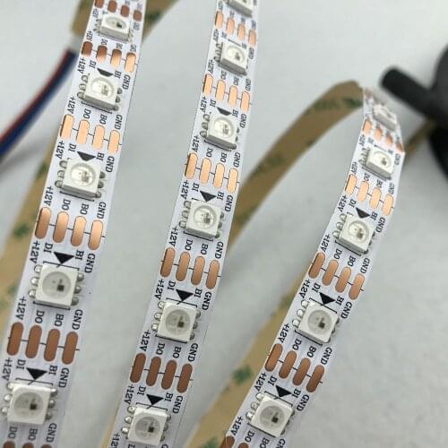 WHITE PCB 60leds/m SK6813HV-09-6P DC12V addressable full color RGB 5050 LED strip;5m/reel;non-waterproof;IP33