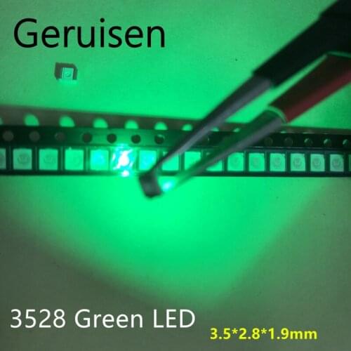 Free Shipping 1000pcs SMT SMD LED 3528 1210 Water Green Ultra Bright Light-Emitting Diode LED Diode Chip Lamp