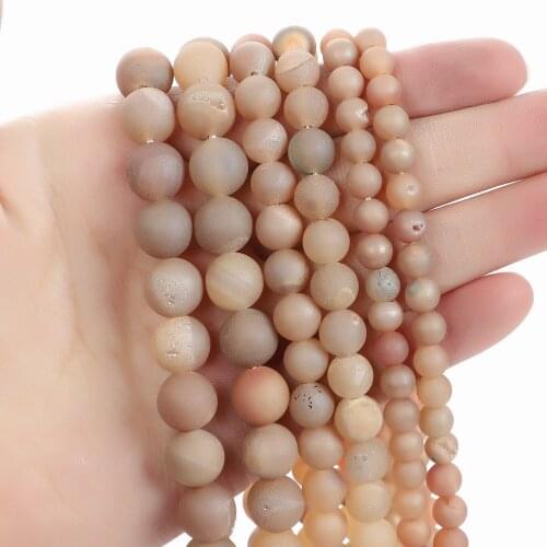 Natural Stone Beads Plated Light Pink Smile Agate Round Loose Beads For Jewelry Making Needlework Bracelet Diy Strand 4-12MM