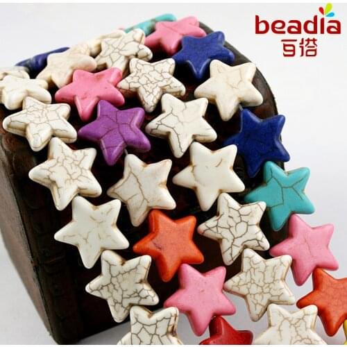 Hot Selling 20mm Synthetic Dyed Star Stone Beads white random mixed fit for DIY Fashion charm jewelry bracelet pendant