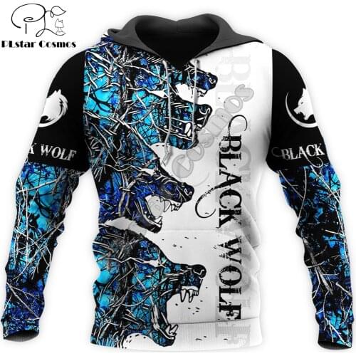 Black Wolf Hunting 3D All Over Printed Unisex Deluxe Hoodie Sweatshirt Casual Tracksuit Zip Jacket sudadera hombre DW0356