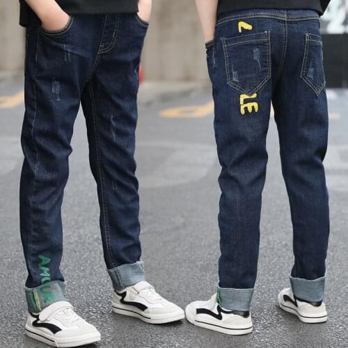 Children Jeans Pants for Boys Clothing Cotton Casual Children Trousers Fashion Blue 4 10 11 12 13 14 15 16 Years Teenager Denim
