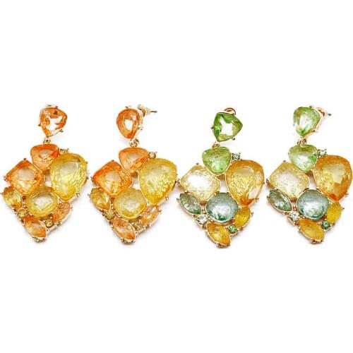 Geometric Alloy Orange Mixed Color Earring Stud