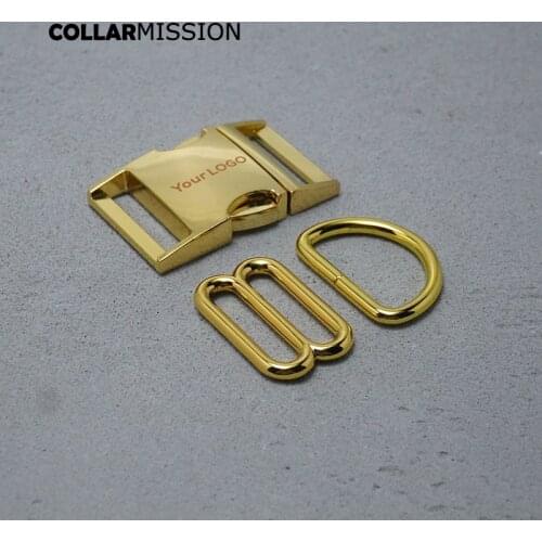 Engraving (Metal Buckle+ Adjust Buckle+ D Ring) For Backpack 30mm Webbing Yellow Gold Accessory DIY Handmade Pet Collar Leash