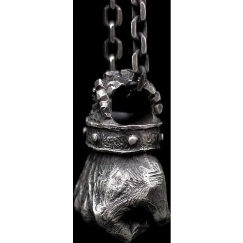Fine Handmade Fist Hammering Gesture Pendant Mens and Womens Jewelry Accessories Necklace