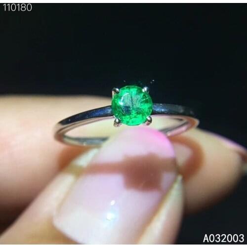 KJJEAXCMY fine jewelry 18K gold inlaid natural Emerald new Female ring beautiful Support Detection