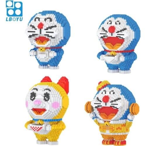 Micro Blocks Japanese Anime Building Toy Cute Doraemon Model Cartoon Auction Figures Bricks Children Toys Kids Brinquedos Gift
