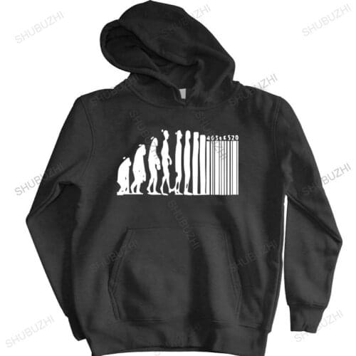 Homme cotton hoodies zipper Human Evolution Banksy Mankind Monkey Barcode Capitalism Anarchy men autumn sweatshirt male pullover