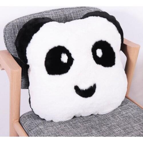 Cartoon panda printed Soft Faux Fur Pillows Case Plush Cushion Cover Pink Blue Purple Warm Living Room Bedroom