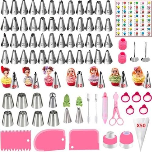 With Numbered 135-piece Decorating Mouth Set, 48-head Decorating Mouths Cake Cream Decoration Tool Kit