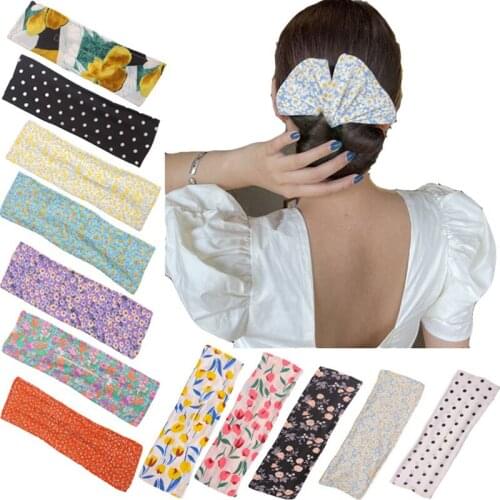 New Design Magic Women Hair Bands Bun Maker Headbands Floral Print Knotted Wire Hairbands Twist Maker Hair Accessories
