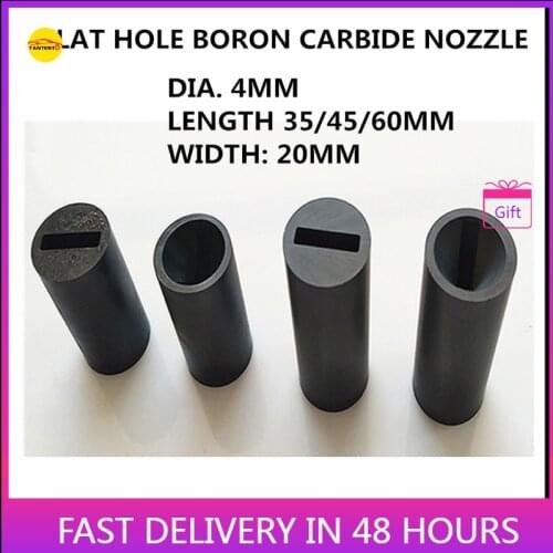 Flat Square Hole Type Boron Carbide Sand Blasting Nozzle Hole Diameter 4mm Length 35mm 45mm 60mm
