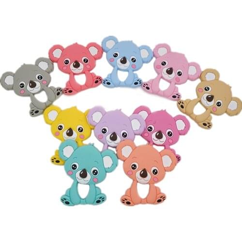 Chenkai 50PCS Silicone Koala Teether Beads Chewable Baby Pacifier For Infant Teething Nursing Pendant Chain Accessories BPA Free
