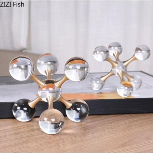 Simple Crystal Ornaments Molecular Structure Model Desk Decoration Transparent Geometric Crafts Ornaments Modern Home Decor
