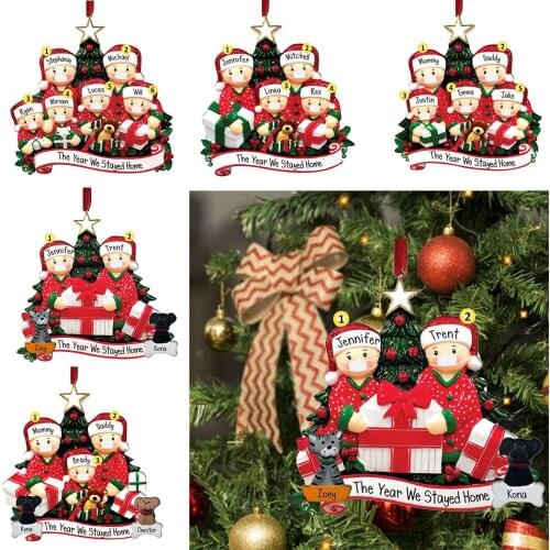 DIY Christmas Ornament Personalized Survived Family Decorations Masked Hand-washed Christmas Tree Hanging Pendant 90*90MM