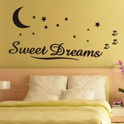 Sweet dreams star moon vinyl quote wall decal home decor bedroom diy art mural removable wall stickers