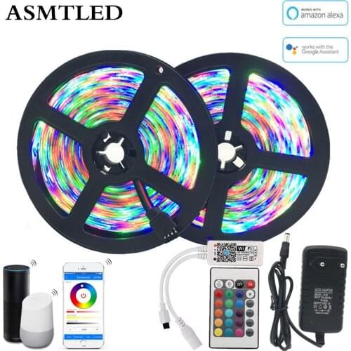 RGB LED Strip 5m 10m Waterproof Led Neon Light 2835 5050 DC12V 60Led/M Flexible Lighting Ribbon Tape WiFi Controller Adapter Set