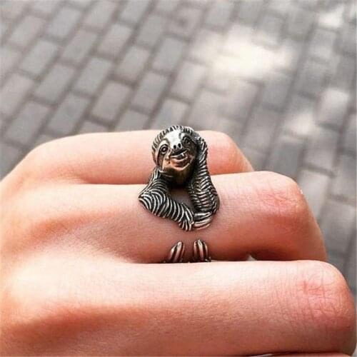 Vintage Sloth Rings Fashion Retro Style Adjustable Sloth Rings For Women Men Sloth Jewellery