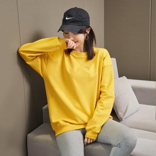Women Cotton Hoodies Spring Autumn Long Sleeve Hoodies Harajuku Loose Casual Hoodie Solid Sweatshirt Female Tops 2021 Streetwear