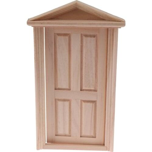 1:12 Simulation Doll House Miniatures Door DIY Wooden Spire Door Furniture Dollhose Accessory Kids Play Toys