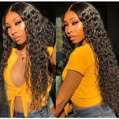 250% Curly Lace Front Wig Transparent Lace Wigs For Women Cheap Human Hair Wigs Brazilian Remy T-Part Deep Curly Human Hair Wig