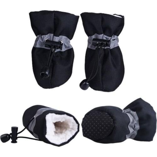 4pcs/set Pet Shoes For Dogs Puppy Winter Anti-slip Warm Cashmere Rain Snow Boots For Dogs Footwear Thick Warm For Small Dogs