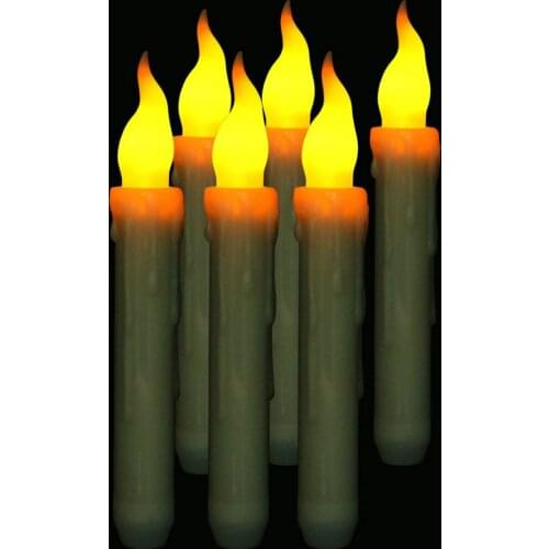 6pcs Flameless Led Taper Candle Flickering Battery operate Dipped wax Candlestick Wedding Xmas Home table party decor w/Timer