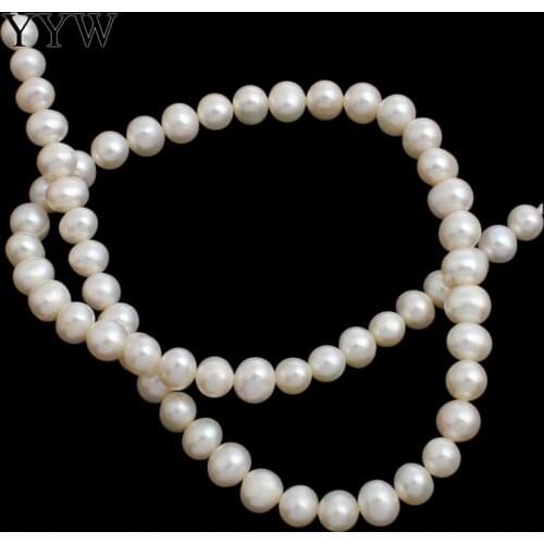 7-8mm Grade AA Potato Freshwater Pearl Bead White Natural Loose Bulk Pearls Bead Jewelry Making Necklace Bracelet 0.8mm 15.5inch