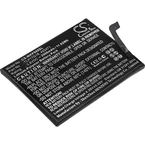 CS 2900mAh / 11.02Wh battery for Wiko P6901, Wim Lite 455471, TLP17G18