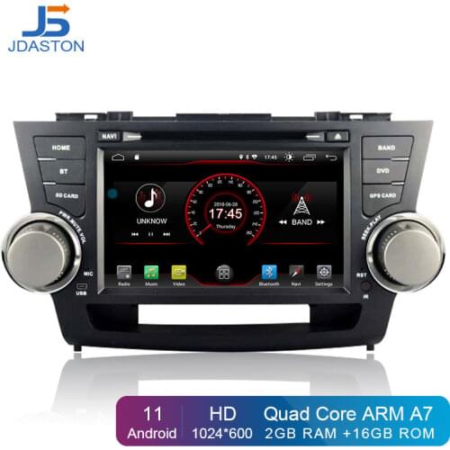 JDASTON Android 10.0 Car DVD Player For Toyota Highlander 2009-2013 2 Din Car Radio GPS Navigation Multimedia IPS Stereo WIFI