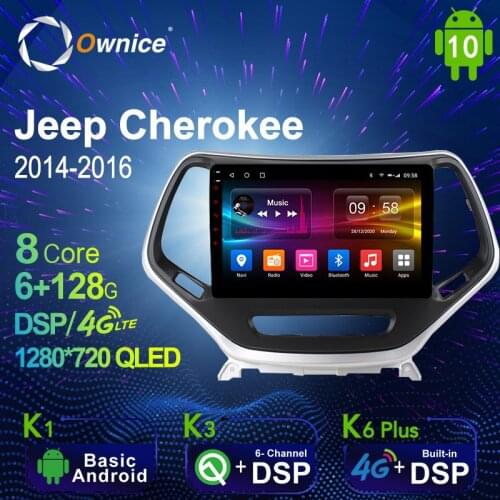 Ownice Android 10.0 6G+128G Car Radio Stereo for Jeep Cherokee 5 KL 2014 - 2018 Auto Audio GPS 4G LTE System head unit 1280*720