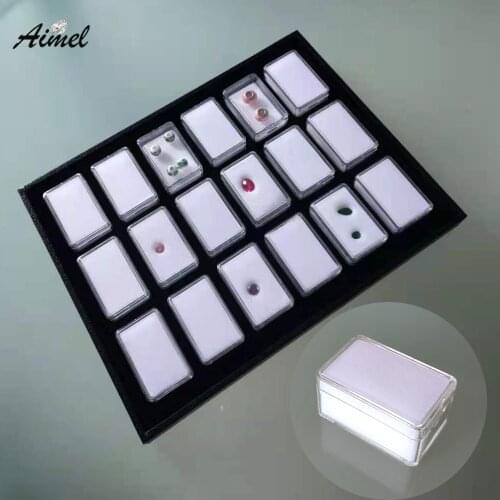 Large Capicity Diamond Jewelry Storage Display Box With 18 Cells Tray 2Layer Soft Velvet Beads Ring Jewelry Organizer Showcase