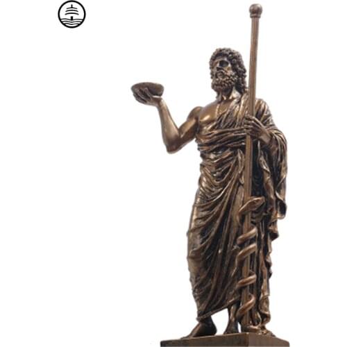 Greek Mythology Asclepius Aesculapius Resin Art&Craft Retro Statue Creative Mythological Figure Home Decor A562