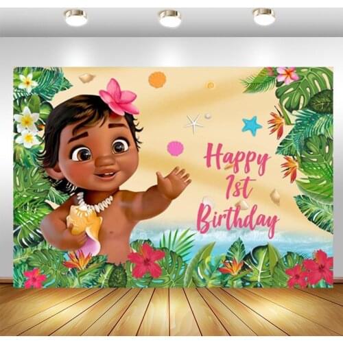 Little Princess Moana Backdrop Girls Happy Birthday Party Baby Shower Custom Photo Background Booths Studio Props Decor Banner
