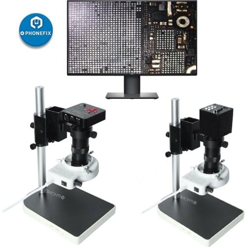 Full HD VGA 38MP HDMI Camera USB Microscope + Adjustable 130X/200X/250X Zoom C Mount Lens + 56 LED Light Phone Soldering Repair