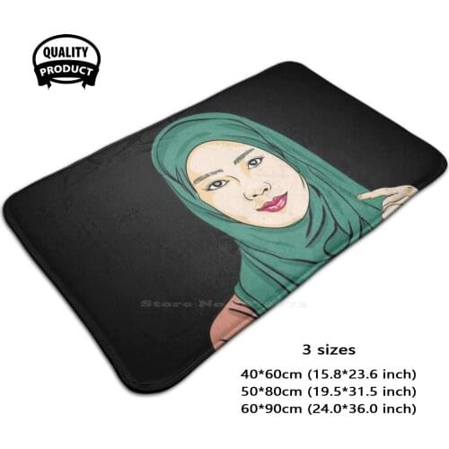 Hijab Beauty 3D Household Goods Mat Rug Carpet Foot Pad Animation Arab Asian Beautiful Black Girl Black Muslimah British Muslim