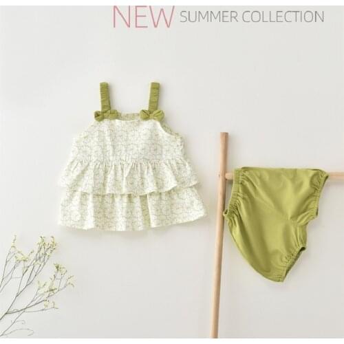 Toddler Baby Clothes Set Lemon Printed Girls Clothing Set Bow Cotton Summer Kids Tops + Short 2Pcs/Set Ruffles Vacation Clothes