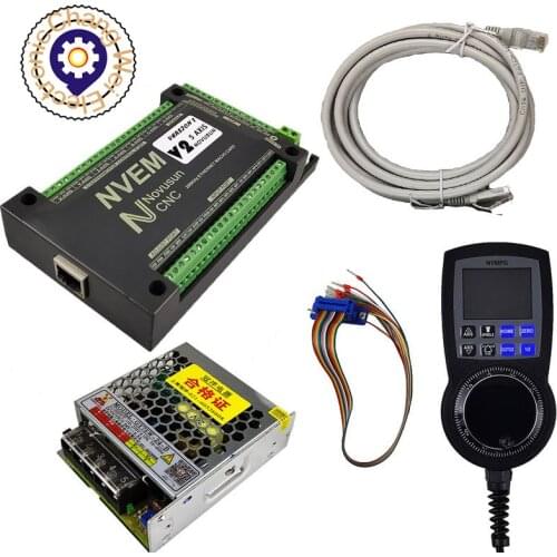 CNC Mach3 NVEM Controller + NVMPG Mach3 Handwheel with USART port instead of general port6 Axis MPG For DIY CNC Router+75W power