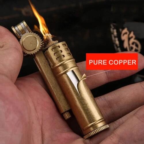 Honest iron bone retro trench kerosene lighter creative pure copper grinding wheel lighter