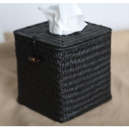 Tissue Box Cover, Square Woven Decorative Facial Tissue Holder Pumping Paper Case Dispenser for Home Office Car
