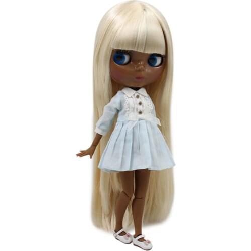 ICY DBS Blyth bjd dolls super black skin tone Elegant and versatile soft straight hair joint body BL6025