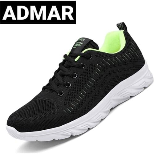 ADMAR Flying Woven Men Casual Shoes Breathable Sneakers Men Big Size Laces Loafers Running Walking Shoes Tenis Zapatillas Hombre