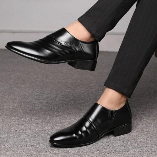 Men dress shoes new business men Oxfords shoes Black Brown Male Office Wedding pointed mens formal shoes
