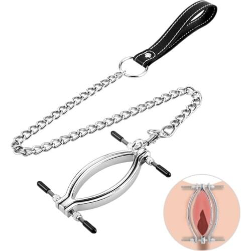 New Metal Labia Clamp with Chain For Woman Clitoris stimulation Labia Clips Pussy Speculum Sex Toys Adults Games Sex Accessories