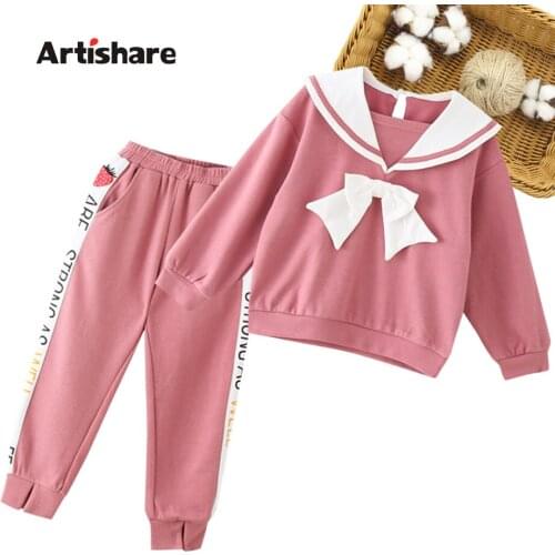 Clothes For Girls Big Bow Teenage Girls Clothing Sweatshirt + Pants Girls Clothes Set Spring Autumn Childrens Clothing 6 8 10 1