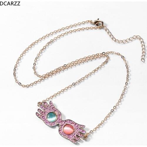 Luna Lovegood Glasses Necklace Opal Pink Pendant for Women Kids Classic Cosplay Party Jewelry Necklaces Long Chain Birthday Gift
