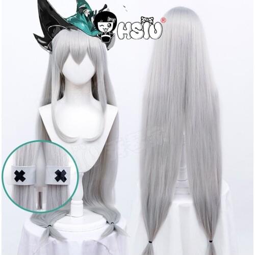 Skadi the Corrupting Heart cosplay wig game Arknights Cosplay「HSIU 」Fiber synthetic wig silver Long hair+Free Brand wig Cap