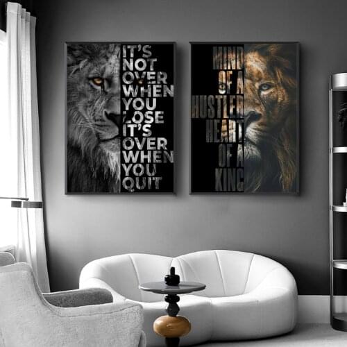Nordic Art Wall Paintings Tiger Lion Letter Canvas Posters Animal Prints Pictures for Living Room Office Home Decor Painting